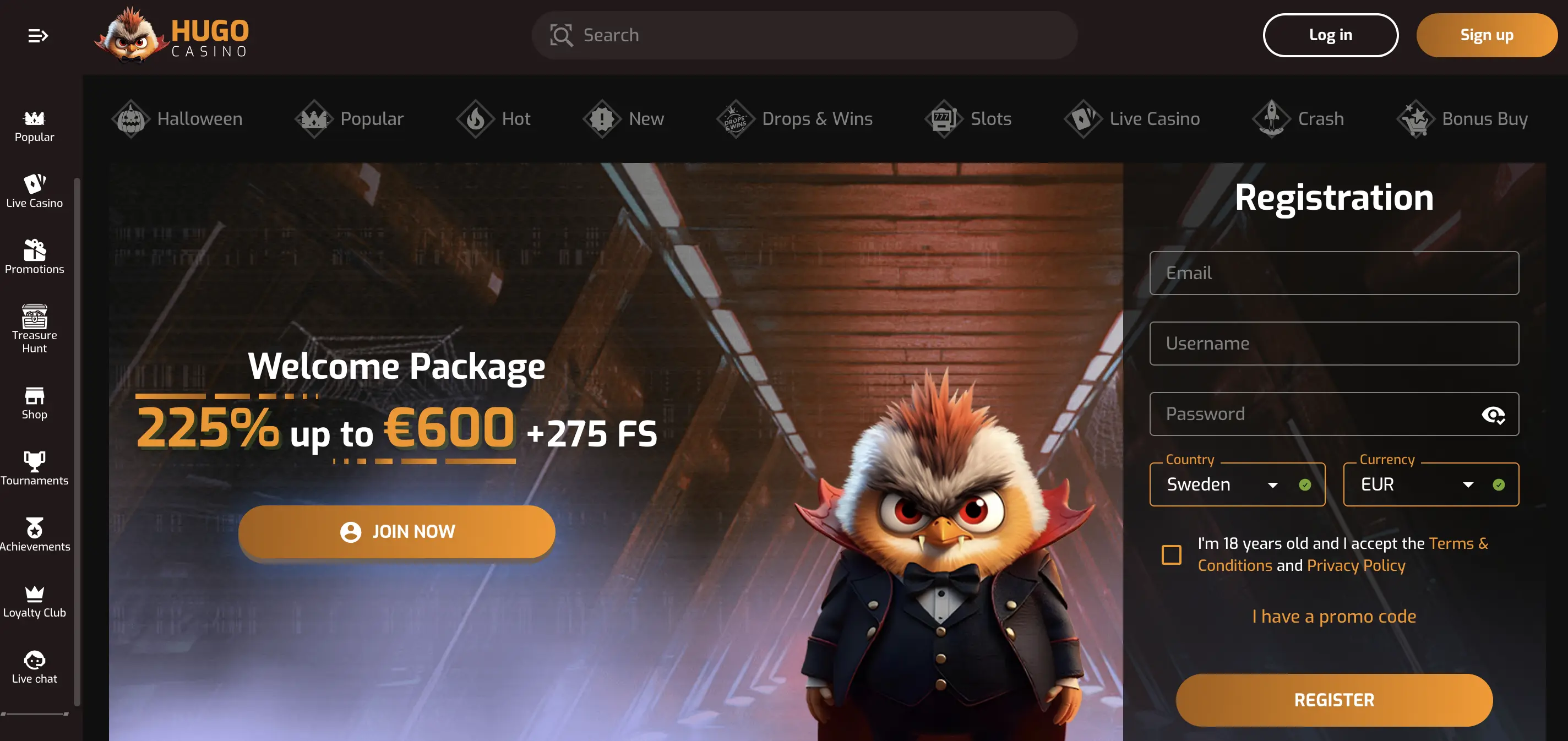 Hugo Casino utan Spelpaus